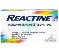 Médicament sans ordonnance > Médicaments Nez et Oreilles > Médicaments Antihistaminiques - Allergie Reactine Cetirizine 10 mg x 7 - Rhinite allergique - Pharmacie en ligne LaSante.net