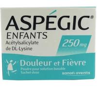 Médicaments sans ordonnance > Médicaments contre les douleurs et la fièvre > Médicaments anti-inflammatoires > Aspirine Aspegic Enfants 250 mg x 20