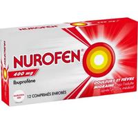 Médicaments sans ordonnance > Médicaments contre les douleurs et la fièvre > Médicaments anti-inflammatoires > Ibuprofène Nurofen 400 mg x 12 - Ibuprofène - Pharmacie en ligne LaSante.net