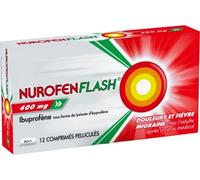 Médicaments sans ordonnance > Médicaments contre les douleurs et la fièvre > Médicaments anti-inflammatoires > Ibuprofène NurofenFlash 400 mg Comprimés x 13