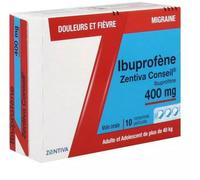 Médicaments sans ordonnance > Médicaments contre les douleurs et la fièvre > Médicaments anti-inflammatoires > Ibuprofène Zentiva Conseil Ibuprofène 400 mg - Ibuprofène - Pharmacie en ligne LaSante.ne