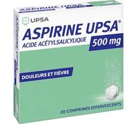 Médicaments sans ordonnance > Médicaments contre les douleurs et la fièvre > Médicaments anti-inflammatoires > Aspirine Aspirine UPSA 500 mg Effervescent Comprimés effervescents x 30