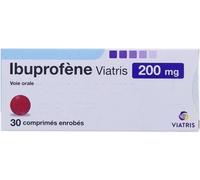 Médicaments sans ordonnance > Médicaments contre les douleurs et la fièvre > Médicaments anti-inflammatoires > Ibuprofène Ibuprofène Viatris 200 mg x 30