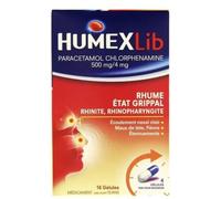 Médicaments sans ordonnance > Médicaments contre les douleurs et la fièvre > Médicaments contre l'état grippal HumexLib Gélules x 16
