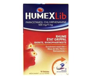Médicaments sans ordonnance > Médicaments contre les douleurs et la fièvre > Médicaments contre l'état grippal HumexLib Gélules x 16