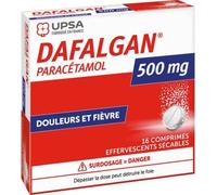 Médicaments sans ordonnance > Médicaments contre les douleurs et la fièvre > Paracétamol Dafalgan 500 mg Comprimés Effervescents x 16