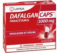 Médicaments sans ordonnance > Médicaments contre les douleurs et la fièvre > Paracétamol DafalganCaps 1 g Gélules x 8