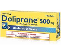 Médicaments sans ordonnance > Médicaments contre les douleurs et la fièvre > Paracétamol Doliprane 500 mg Gélules x 16