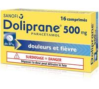 Médicaments sans ordonnance > Médicaments contre les douleurs et la fièvre > Paracétamol Doliprane 500 mg Comprimés x 16