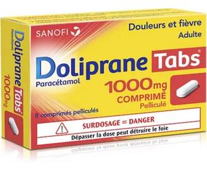 Médicaments sans ordonnance > Médicaments contre les douleurs et la fièvre > Paracétamol DolipraneTabs 1000 mg - 8 Comprimés - Paracétamol - Pharmacie en ligne LaSante.net