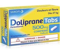 Médicaments sans ordonnance > Médicaments contre les douleurs et la fièvre > Paracétamol DolipraneTabs 500 mg Comprimés x 16