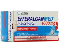 Médicaments sans ordonnance > Médicaments contre les douleurs et la fièvre > Paracétamol EfferalganMed 1000 mg Comprimés Effervescents x 8