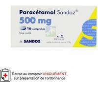 Médicaments sans ordonnance > Médicaments contre les douleurs et la fièvre > Paracétamol Paracétamol 500 mg Sandoz Comprimés x 16