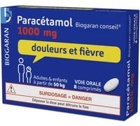 Médicaments sans ordonnance > Médicaments contre les douleurs et la fièvre > Paracétamol Paracétamol Biogaran Conseil 1000 mg Comprimés x 8