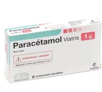 Médicaments sans ordonnance > Médicaments contre les douleurs et la fièvre > Paracétamol Paracétamol Viatris 1 g Comprimés x 8