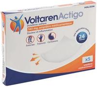 Médicaments sans ordonnance > Médicaments contre les douleurs et la fièvre > Patchs anti-inflammatoires VoltarenActigo 140 mg Emplâtre Médicamenteux Emplâtresx 5