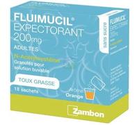 Médicaments sans ordonnance > Médicaments contre les maux de gorge et la toux > Médicaments contre la toux Fluimucil Expectorant 200 mg Adultes Sachets Goût Orange x 18 - Toux - Pharmacie en ligne LaS