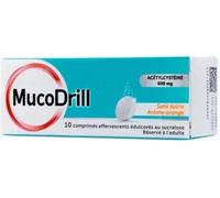 Mucodrill 600mg Acétylcystéine Sans Sucre 10 Comprimés Effervescents