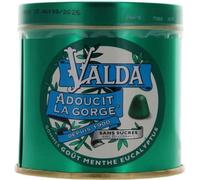 Médicaments sans ordonnance > Médicaments contre les maux de gorge et la toux > Médicaments contre le mal de gorge Valda Menthe Eucalyptus Sans Sucre 140 g Gommes à mâcher 140 ml