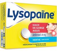 Médicaments sans ordonnance > Médicaments contre les maux de gorge et la toux > Médicaments contre le mal de gorge Lysopaïne Pastilles Ambroxol Menthe Sans Sucre 20 mg Pastilles à sucer x 18
