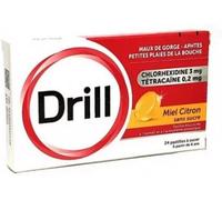 Médicaments sans ordonnance > Médicaments contre les maux de gorge et la toux > Médicaments contre le mal de gorge Drill Sans Sucre Miel Citron Pastilles à sucerx 24