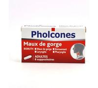 Médicaments sans ordonnance > Médicaments contre les maux de gorge et la toux > Médicaments contre le mal de gorge Pholcones Bismuth Adultes Suppositoires x 8