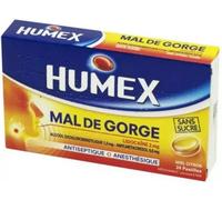 Médicaments sans ordonnance > Médicaments contre les maux de gorge et la toux > Médicaments contre le mal de gorge Humex Mal de Gorge Lidocaïne Miel Citron Pastilles Sans Sucre x 24