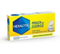 Médicaments sans ordonnance > Médicaments contre les maux de gorge et la toux > Médicaments contre le mal de gorge Hexalyse x 24