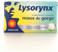 Médicaments sans ordonnance > Médicaments contre les maux de gorge et la toux > Médicaments contre le mal de gorge Lysorynx Maux de gorge Comprimés x 36