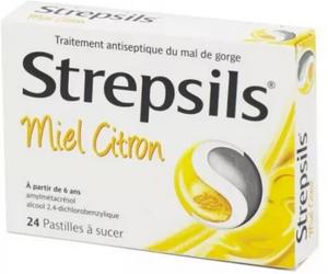 Médicaments sans ordonnance > Médicaments contre les maux de gorge et la toux > Médicaments contre le mal de gorge Strepsils Pastilles Miel Citronx 24