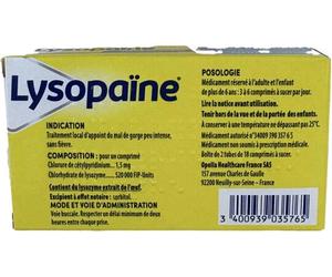 Médicaments sans ordonnance > Médicaments contre les maux de gorge et la toux > Médicaments contre le mal de gorge Lysopaïne Menthe Sans Sucre Comprimés à Sucer x 36 2 x 18