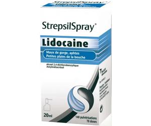 Médicaments sans ordonnance > Médicaments contre les maux de gorge et la toux > Médicaments contre le mal de gorge StrepsilSpray Lidocaïne Collutoire 20 ml - Maux de gorge - Pharmacie en ligne LaSante