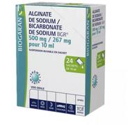 Médicaments sans ordonnance > Médicaments contre les troubles de digestion et les nausées > Médicaments contre les maux d'estomac Biogaran Alginate de Sodium/Bicarbonate de Sodium 500 mg/267 mg Sachet