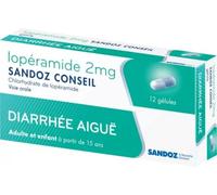 Médicaments sans ordonnance > Médicaments contre les troubles de digestion et les nausées > Médicaments contre la diarrhée Sandoz Conseil Lopéramide 2 mg Gélules x 12