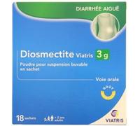 Médicaments sans ordonnance > Médicaments contre les troubles de digestion et les nausées > Médicaments contre la diarrhée Diosmectite Mylan Viatris 3 g Sachets à diluer x 18