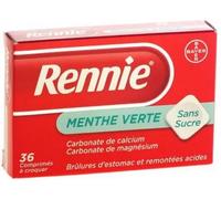 Médicaments sans ordonnance > Médicaments contre les troubles de digestion et les nausées > Médicaments contre les maux d'estomac Rennie Menthe Verte Sans Sucre Comprimés à croquerx 36