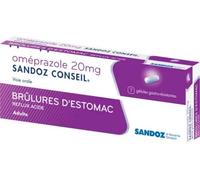Médicaments sans ordonnance > Médicaments contre les troubles de digestion et les nausées > Médicaments contre les brûlures d'estomac > Oméprazole Sandoz Conseil Oméprazole 30mg Gélulesx 7