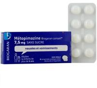 Médicaments sans ordonnance > Médicaments contre les troubles de digestion et les nausées > Médicaments contre les nausées et les vomissements Metopimazine Biogaran Conseil 7,5 mg Comprimés Orodispers