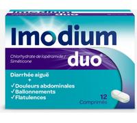 Médicaments sans ordonnance > Médicaments contre les troubles de digestion et les nausées > Médicaments contre la diarrhée ImodiumDuo Comprimés x 12 - Diarrhée - Pharmacie en ligne LaSante.net