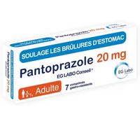 Médicaments sans ordonnance > Médicaments contre les troubles de digestion et les nausées > Médicaments contre les brûlures d'estomac EG Labo Pantoprazole 20 mg comprimésx 7