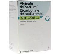 Médicaments sans ordonnance > Médicaments contre les troubles de digestion et les nausées > Médicaments contre les maux d'estomac Alginate de Sodium/Bicarbonate de Sodium Mylan Viatris 500 mg/367 mg S