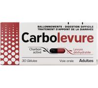 Médicaments sans ordonnance > Médicaments contre les troubles de digestion et les nausées > Médicaments contre la diarrhée Carbolevure Adultes x 30