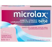 Médicaments sans ordonnance > Médicaments contre les troubles de digestion et les nausées > Médicaments contre la constipation Microlax Bébé Solution Rectale 4 x 3,87 g