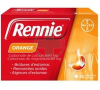 Médicaments sans ordonnance > Médicaments contre les troubles de digestion et les nausées > Médicaments contre les maux d'estomac Rennie Orange x 36 - Maux d'estomac - Pharmacie en ligne LaSante.net