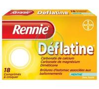 Médicaments sans ordonnance > Médicaments contre les troubles de digestion et les nausées > Médicaments contre les ballonnements Rennie Déflatine x 18