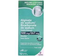 Médicaments sans ordonnance > Médicaments contre les troubles de digestion et les nausées > Médicaments contre les maux d'estomac Alginate de Sodium/Bicarbonate de Sodium Mylan Viatris 500 mg/267 mg M