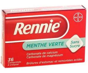Médicaments sans ordonnance > Médicaments contre les troubles de digestion et les nausées > Médicaments contre les maux d'estomac Rennie Menthe Verte Sans Sucre Comprimés à croquerx 36