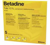 Médicaments sans ordonnance > Médicaments de premiers soins > Médicament antiseptique Bétadine Tulle 10%x 5