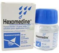 Médicaments sans ordonnance > Médicaments de premiers soins > Médicament antiseptique Hexomedine Transcutanée 45 ml