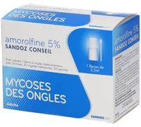 Médicaments sans ordonnance > Médicaments dermatologiques > Médicaments contre les mycoses > Médicaments contre la mycose des ongles Sandoz Conseil Amorolfine 5% Vernis 3,5 ml